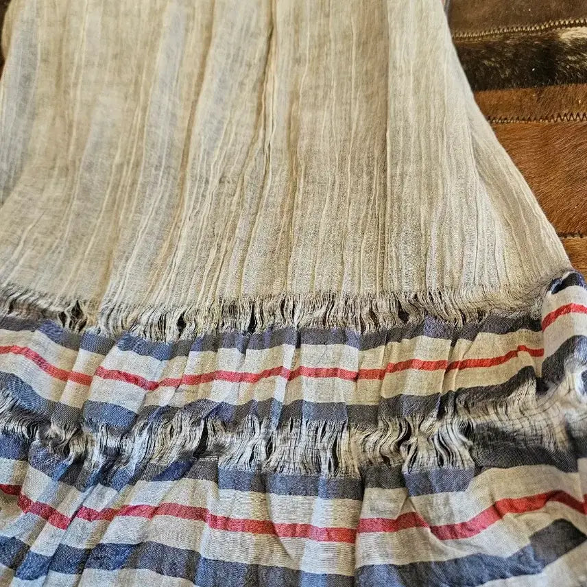 [BUNJANG] Italian Silk Cotton Stripe Scarf / made in Italy 실크 코튼 머플러