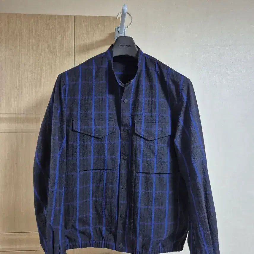 [BUNJANG] SIEG Blue Check Blouson Jacket / 지크 블루 체크 셔츠 블루종 자켓