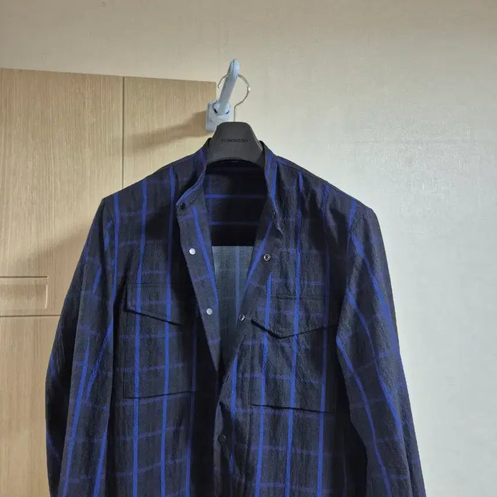 [BUNJANG] SIEG Blue Check Blouson Jacket / 지크 블루 체크 셔츠 블루종 자켓