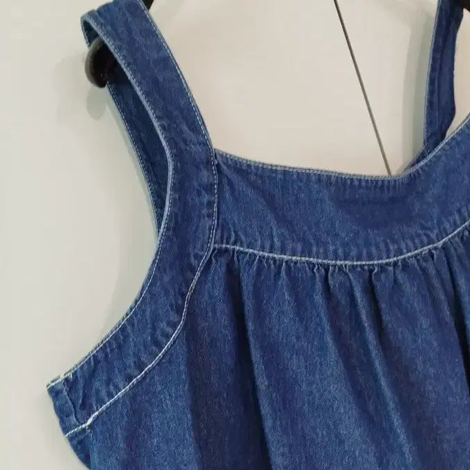 [BUNJANG] Embroidered Denim Bustier Vest / 꽃자수가 예쁘게 놓인 청 뷔스티에 조끼
