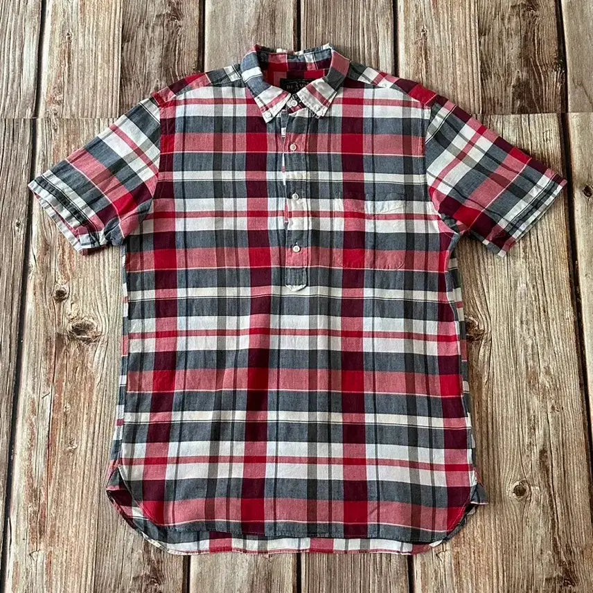 [SOLD OUT] BEAMS+ 빔즈플러스 풀오버 버튼 다운 마드라스 체크 셔츠 L 사이즈