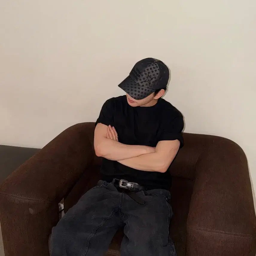 [BUNJANG] For:fill Dot Ball Cap Charcoal / 포어필 러브 볼캡 도트 차콜