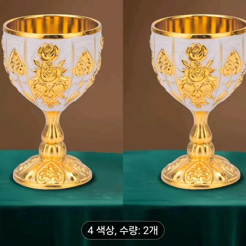 [BUNJANG] Silver Plated Purple Rose Wine Glasses (Set of 2) / 실버 도금 보라 장미 와인잔 2개