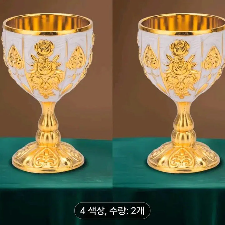 [BUNJANG] Silver Plated Purple Rose Wine Glasses (Set of 2) / 실버 도금 보라 장미 와인잔 2개