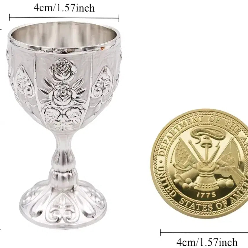 [BUNJANG] Silver Plated Purple Rose Wine Glasses (Set of 2) / 실버 도금 보라 장미 와인잔 2개