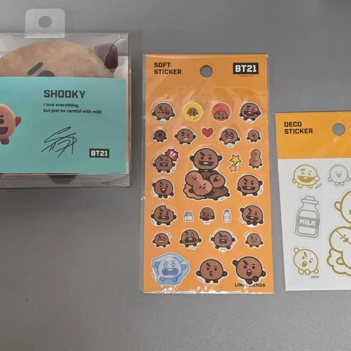 [BUNJANG] BT21 Shooky Doll + Sticker Set + Notebook / BT21 슈키 인형 + 스티커 세트 + 공책