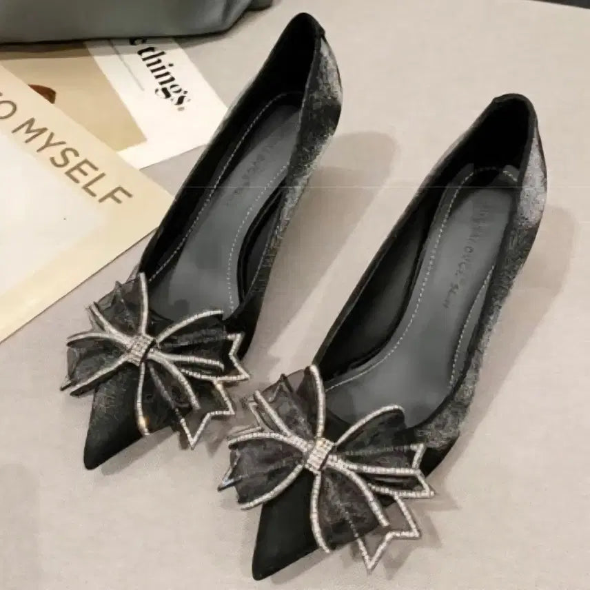 [BUNJANG] Wedding Shoes Ribbon Embellished Pumps / 