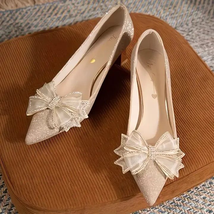 [BUNJANG] Wedding Shoes Ribbon Embellished Pumps / 