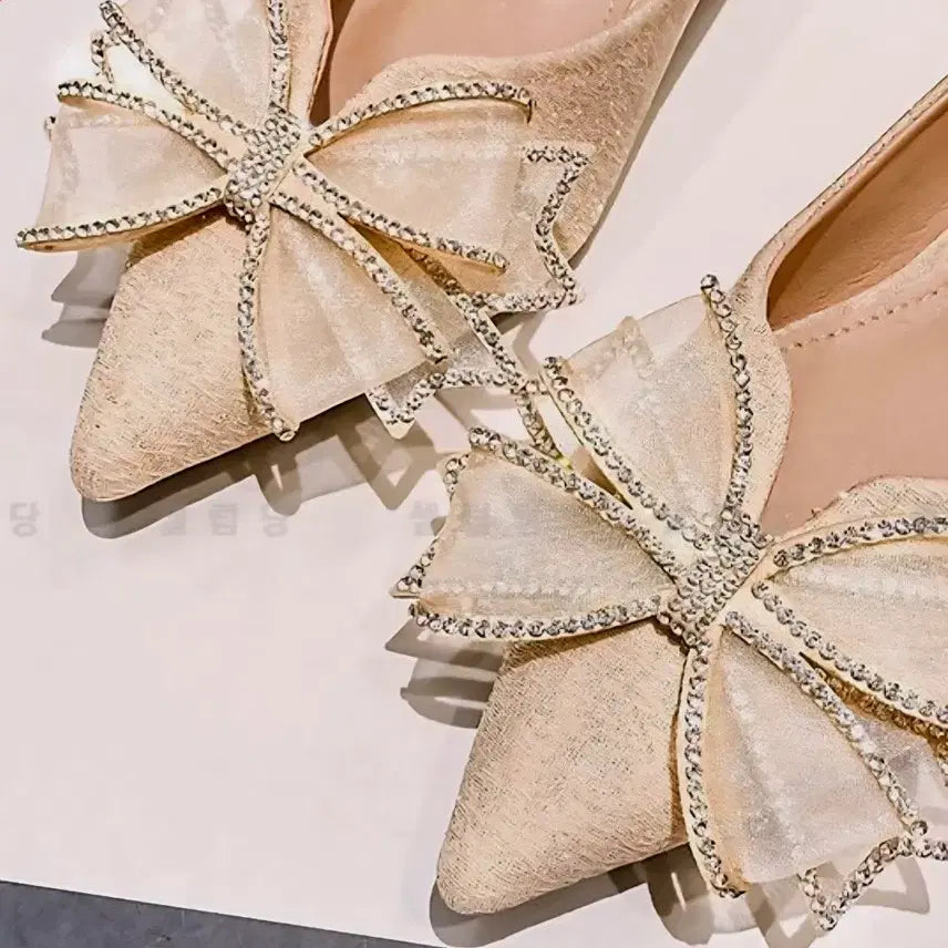 [BUNJANG] Wedding Shoes Ribbon Embellished Pumps / 