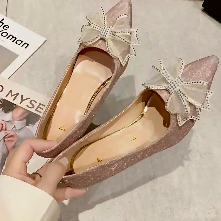 [BUNJANG] Wedding Shoes Ribbon Embellished Pumps / 