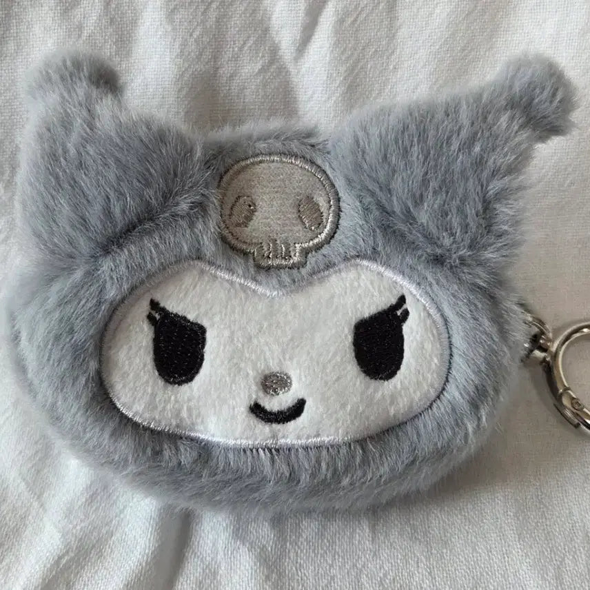 [BUNJANG] Kuromi Plush Coin Pouch Keychain (Gray) / 쿠로미 인형 동전지갑 그레이 키링