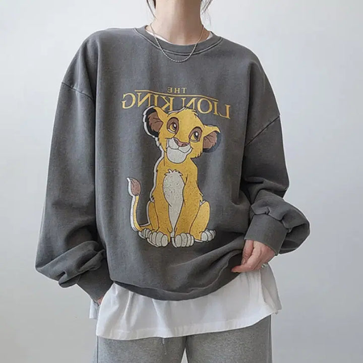 [BUNJANG] Disney The Lion King Pigment Washing Sweatshirt / [택포] [FREE] 디즈니 라이온킹 피그먼트워싱 맨투맨