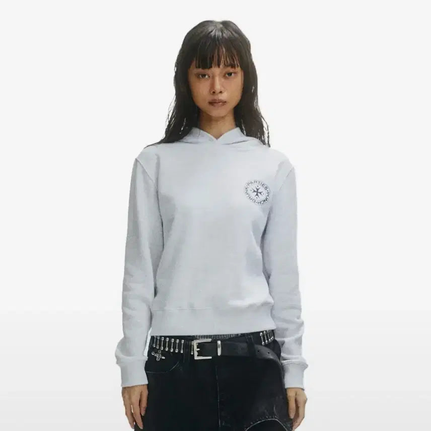 [BUNJANG] Punchdrunk Partys Slim Hoodie Melange White / 펀치드렁크파티즈 슬림후드티 2사이즈
