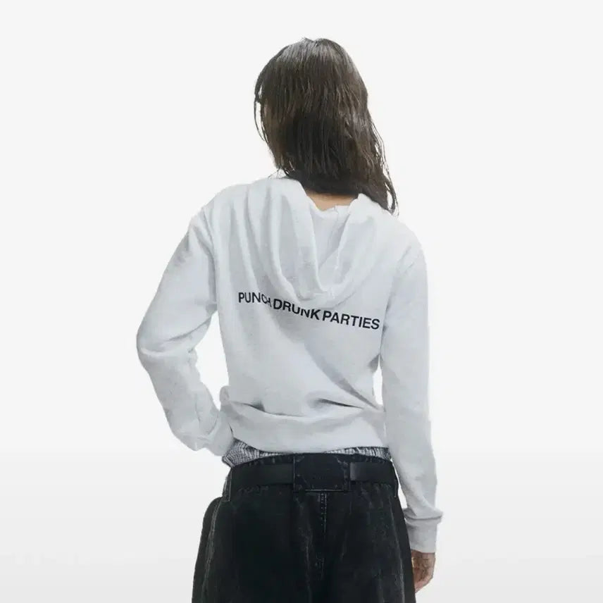 [BUNJANG] Punchdrunk Partys Slim Hoodie Melange White / 펀치드렁크파티즈 슬림후드티 2사이즈