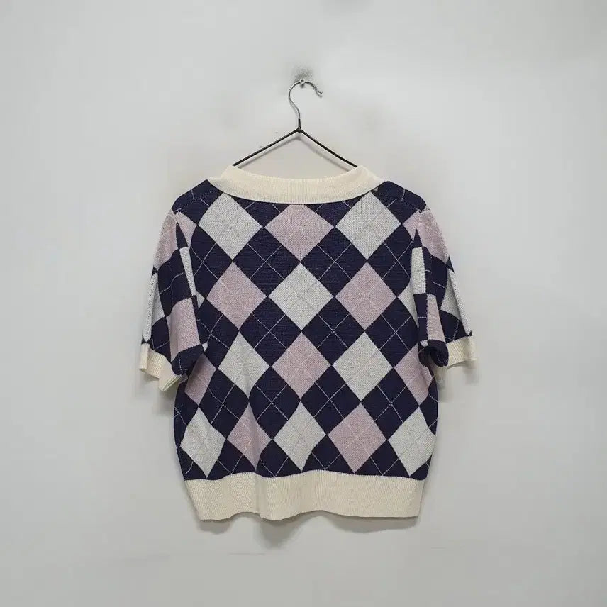 [BUNJANG] Burun &amp; Judy Argyle Short Sleeve Knit Polo / 부루앤쥬디 아가일 반팔 카라 니트