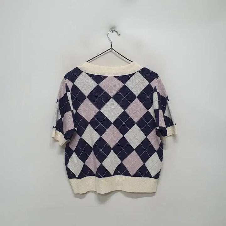 [BUNJANG] Burun &amp; Judy Argyle Short Sleeve Knit Polo / 부루앤쥬디 아가일 반팔 카라 니트