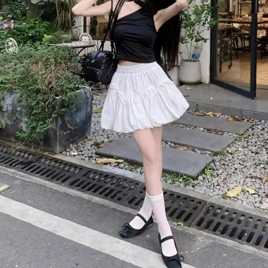 [BUNJANG] Ballecore White Banding Ruffle Skirt / 발레코어 캉캉 밴딩스커트 화이트