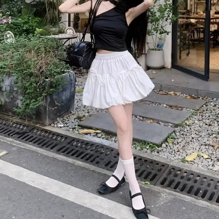 [BUNJANG] Ballecore White Banding Ruffle Skirt / 발레코어 캉캉 밴딩스커트 화이트