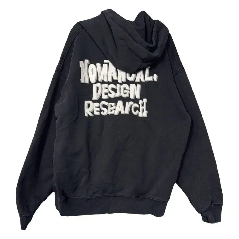 [SOLD OUT] 노매뉴얼 블랙 백프린팅 로고 후드티 L