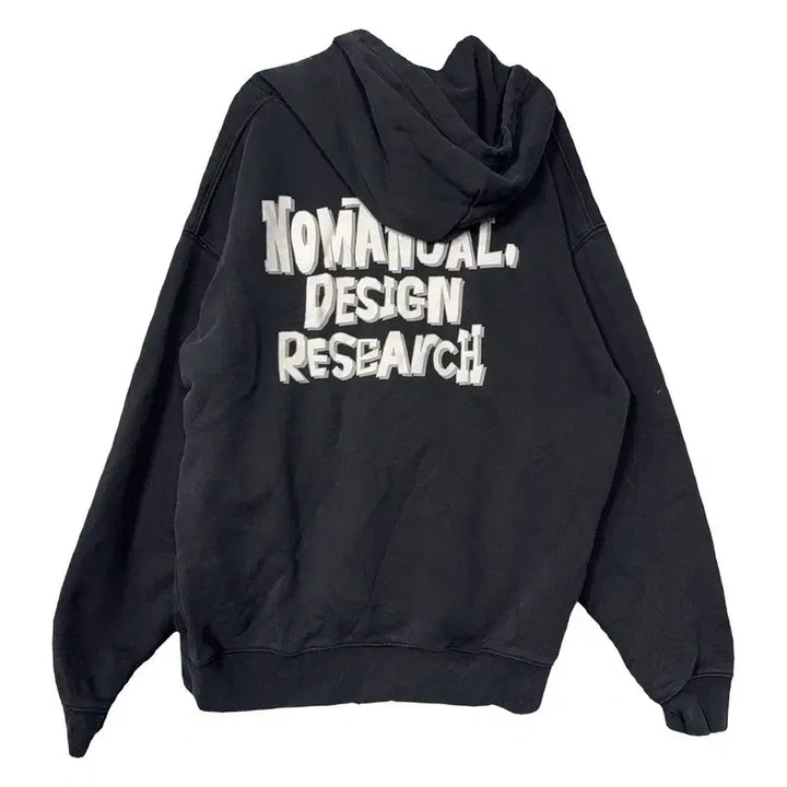 [SOLD OUT] 노매뉴얼 블랙 백프린팅 로고 후드티 L