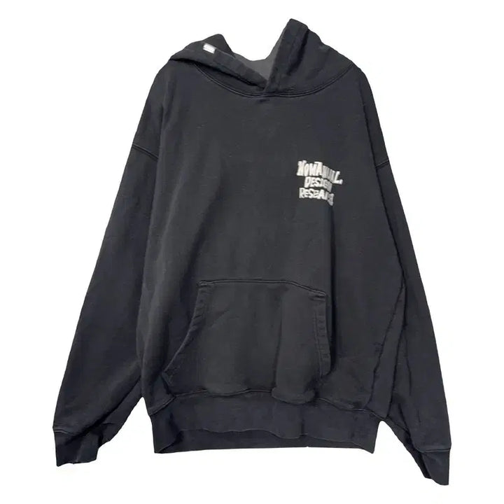 [SOLD OUT] 노매뉴얼 블랙 백프린팅 로고 후드티 L