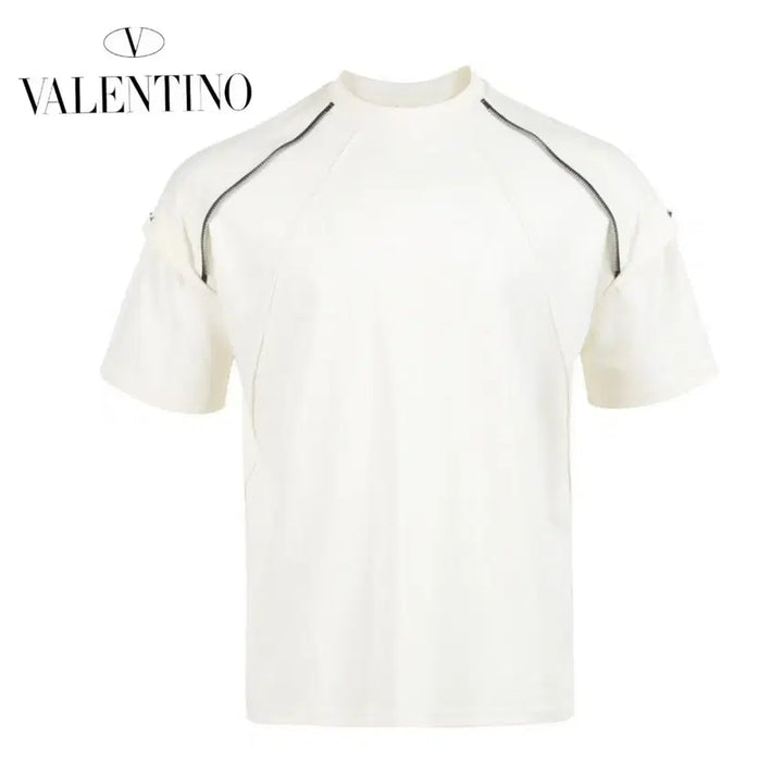 [BUNJANG] Ziper Studded Silk Round T-shirt / 지퍼 락스터드 실켓 라운드 티