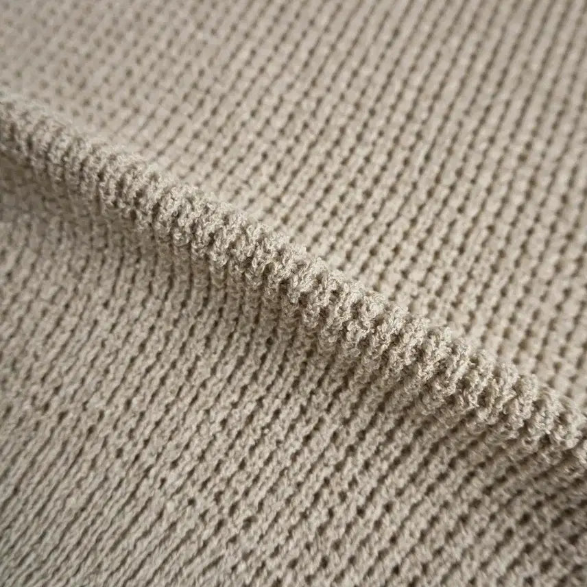 [BUNJANG] Linen Waffle Raglan Collar Knit Top / 린넨 와플 나그랑 카라니트