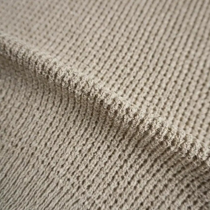 [BUNJANG] Linen Waffle Raglan Collar Knit Top / 린넨 와플 나그랑 카라니트
