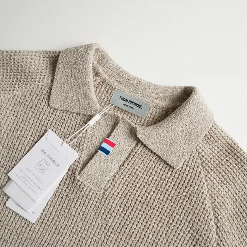 [BUNJANG] Linen Waffle Raglan Collar Knit Top / 린넨 와플 나그랑 카라니트