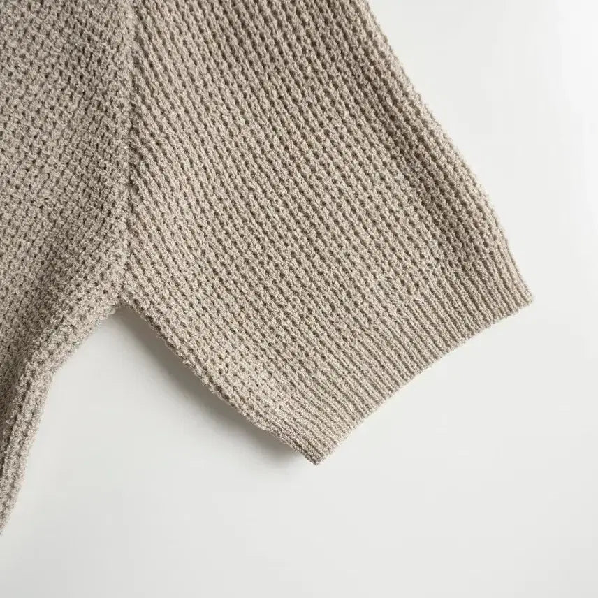 [BUNJANG] Linen Waffle Raglan Collar Knit Top / 린넨 와플 나그랑 카라니트