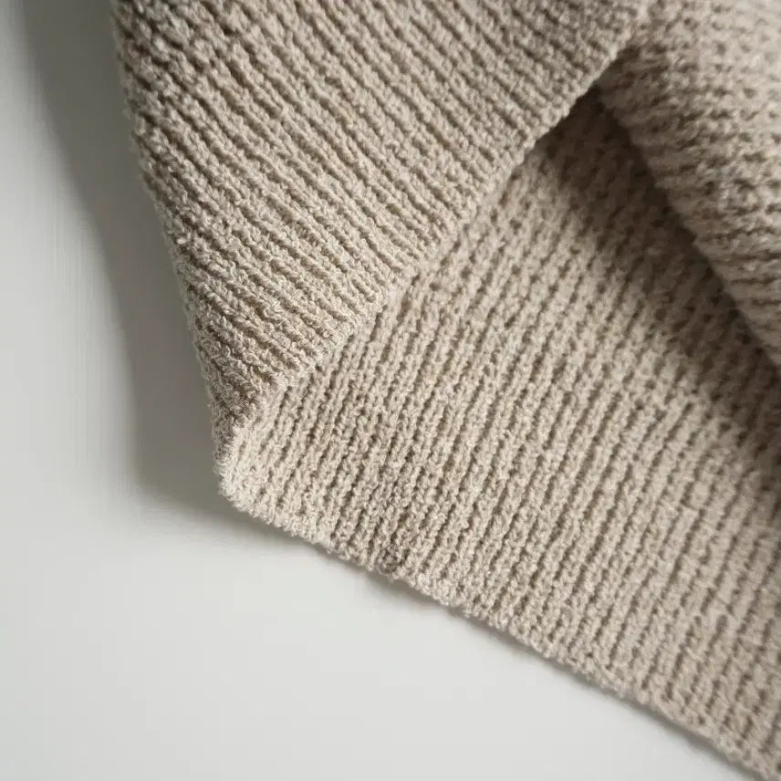 [BUNJANG] Linen Waffle Raglan Collar Knit Top / 린넨 와플 나그랑 카라니트
