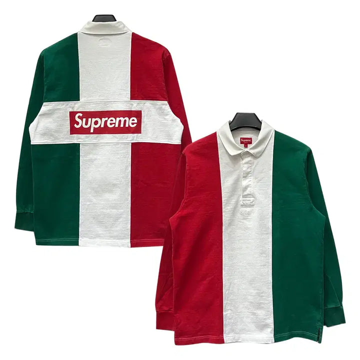 [SOLD OUT] 슈프림 스플릿 박스 로고 럭비 셔츠 L