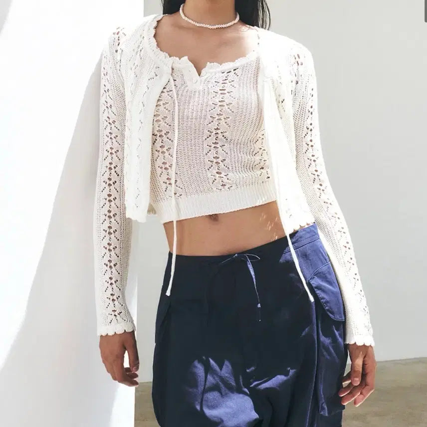 [BUNJANG] Grove Knit Cardigan + Knit Sleeves / 그로브 니트 가디건 + 니트 슬리브