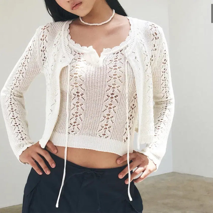 [BUNJANG] Grove Knit Cardigan + Knit Sleeves / 그로브 니트 가디건 + 니트 슬리브