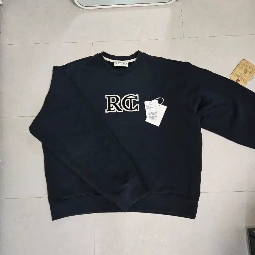 [SOLD OUT] 렉토 RC 엠브로이드  로고 자수 맨투맨 스웻셔츠 네이비/F