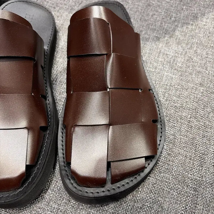 [BUNJANG] HEREU Brown Leather Dira Mule Sandals / (정품/새상품) HEREU 헤레우 남성 브라운 레더 디라 뮬 샌들