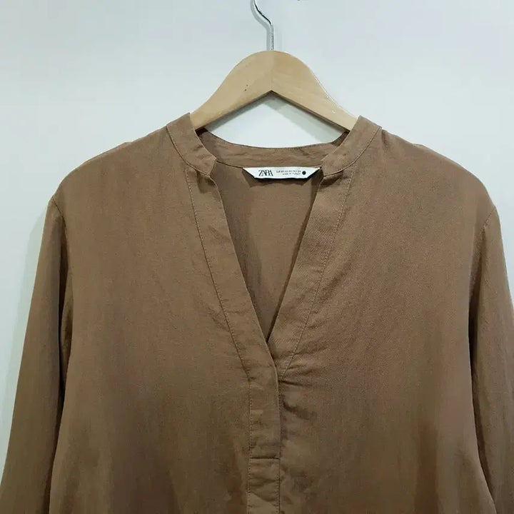 [SOLD OUT] 자라 브이넥 루즈핏 박시 언발 긴팔 롱 블라우스 여L Q339