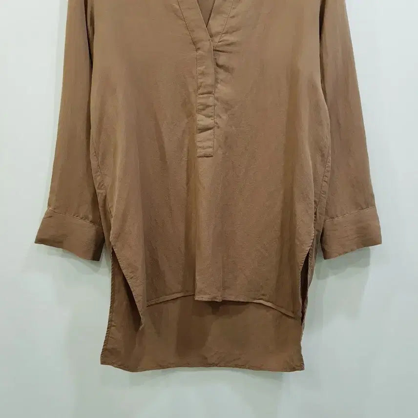 [SOLD OUT] 자라 브이넥 루즈핏 박시 언발 긴팔 롱 블라우스 여L Q339