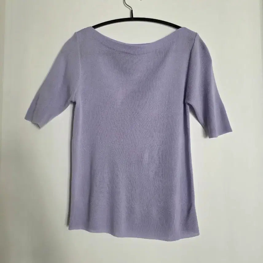 [BUNJANG] Lavender 7-Sleeve Knit T-Shirt / 라벤더 컬러 7부 니트 티셔츠