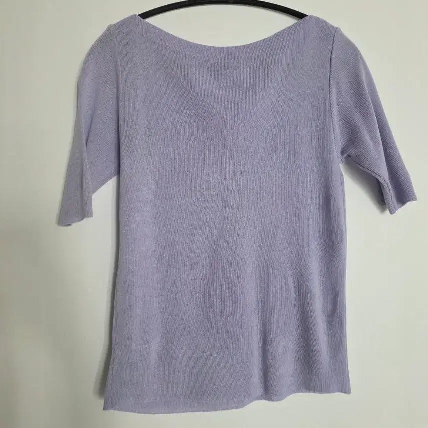 [BUNJANG] Lavender 7-Sleeve Knit T-Shirt / 라벤더 컬러 7부 니트 티셔츠