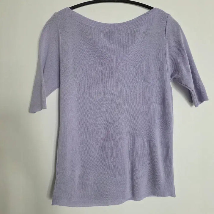 [BUNJANG] Lavender 7-Sleeve Knit T-Shirt / 라벤더 컬러 7부 니트 티셔츠