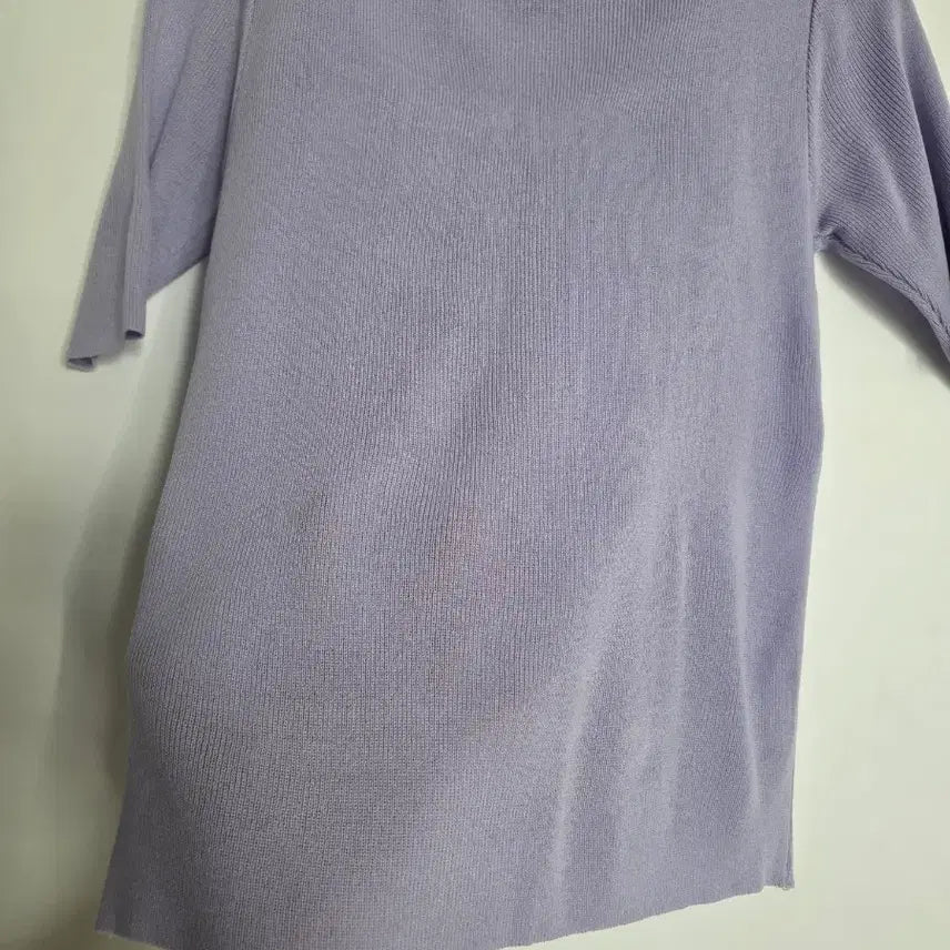 [BUNJANG] Lavender 7-Sleeve Knit T-Shirt / 라벤더 컬러 7부 니트 티셔츠