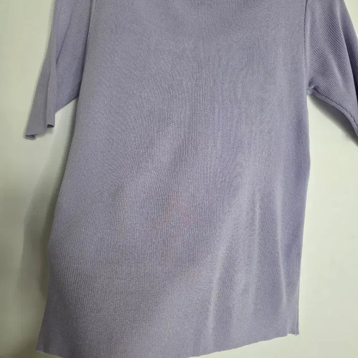 [BUNJANG] Lavender 7-Sleeve Knit T-Shirt / 라벤더 컬러 7부 니트 티셔츠