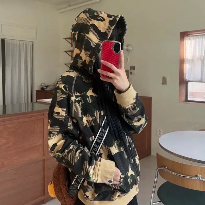 [BUNJANG] BAPE Camo Check Hooded Zip-Up Jacket / [베이프] 베이프 카모 체크 후드집업