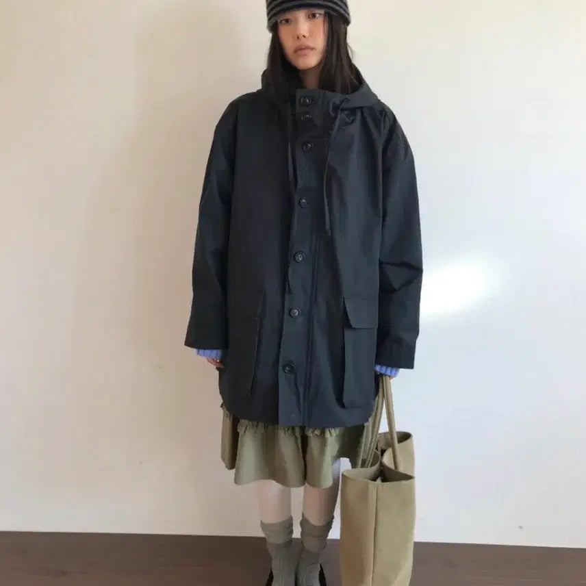 [BUNJANG] Deggy Rive Utility Hood Coat Navy / 더기 리베 유틸리티 후드 코트 네이비