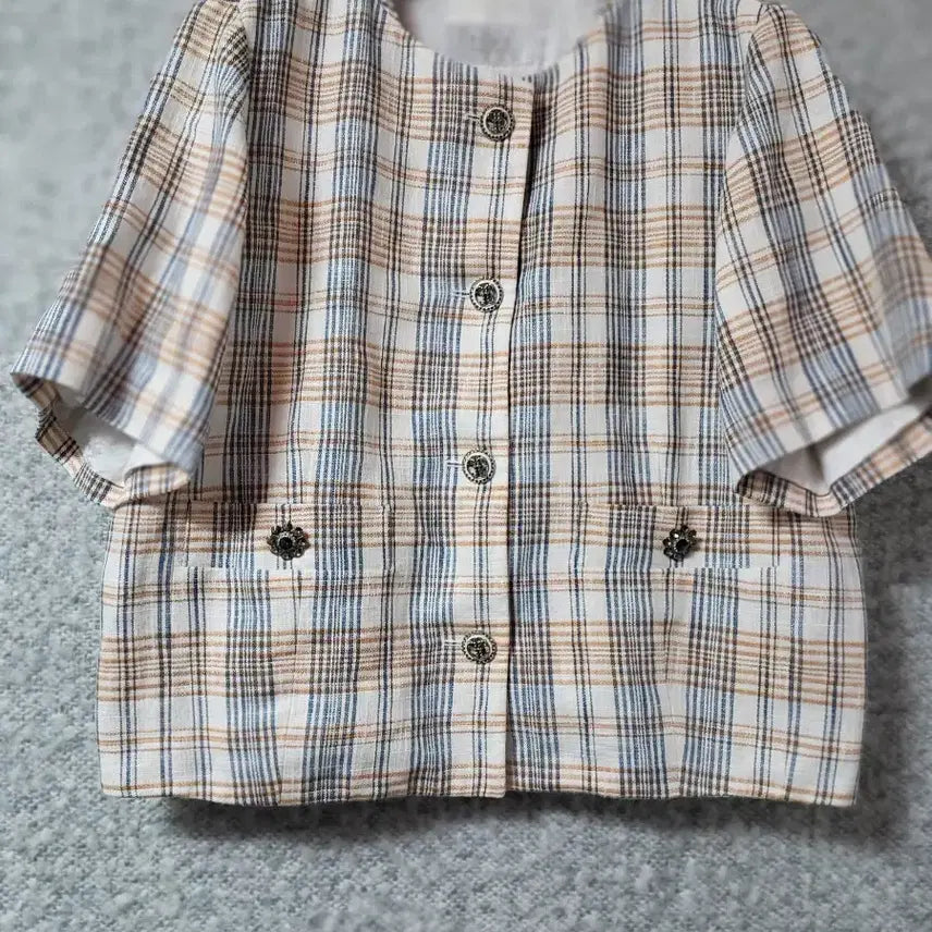 [BUNJANG] TIME POSTMODERN Checkered Short Sleeve Jacket / TIME POSTMODERN 체크 반팔 마자켓