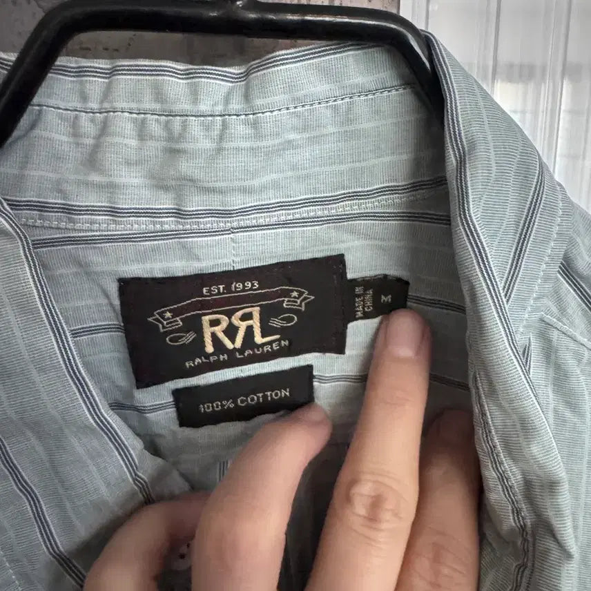 [BUNJANG] RRL Striped Cotton Shirt - Size M / 더블알엘 RRL 스트라이프 셔츠 M