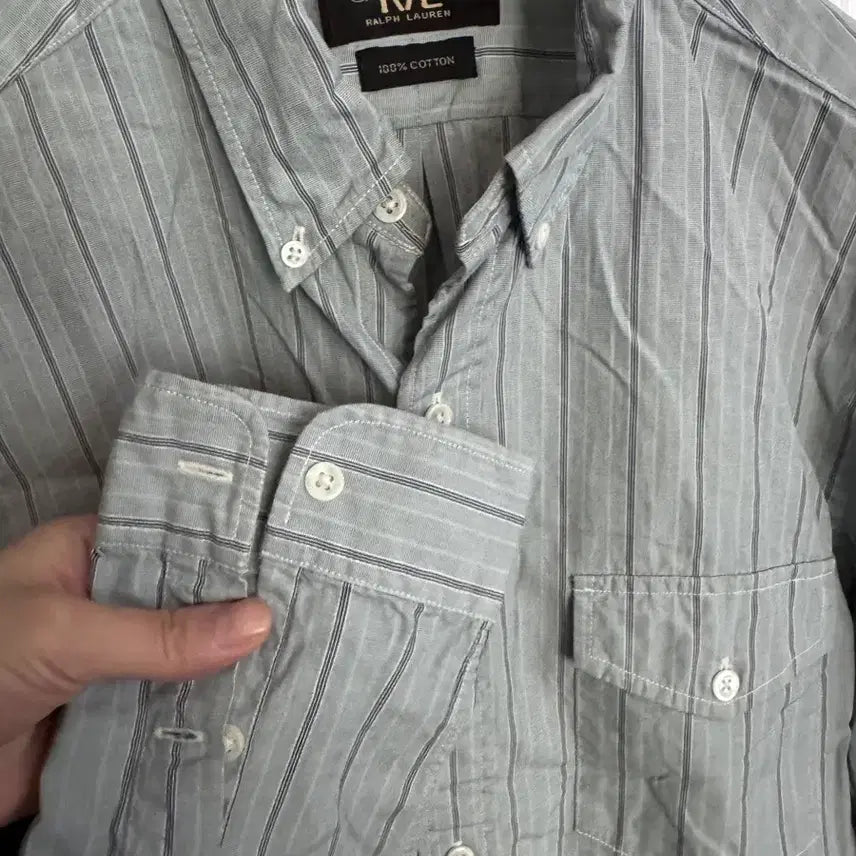 [BUNJANG] RRL Striped Cotton Shirt - Size M / 더블알엘 RRL 스트라이프 셔츠 M