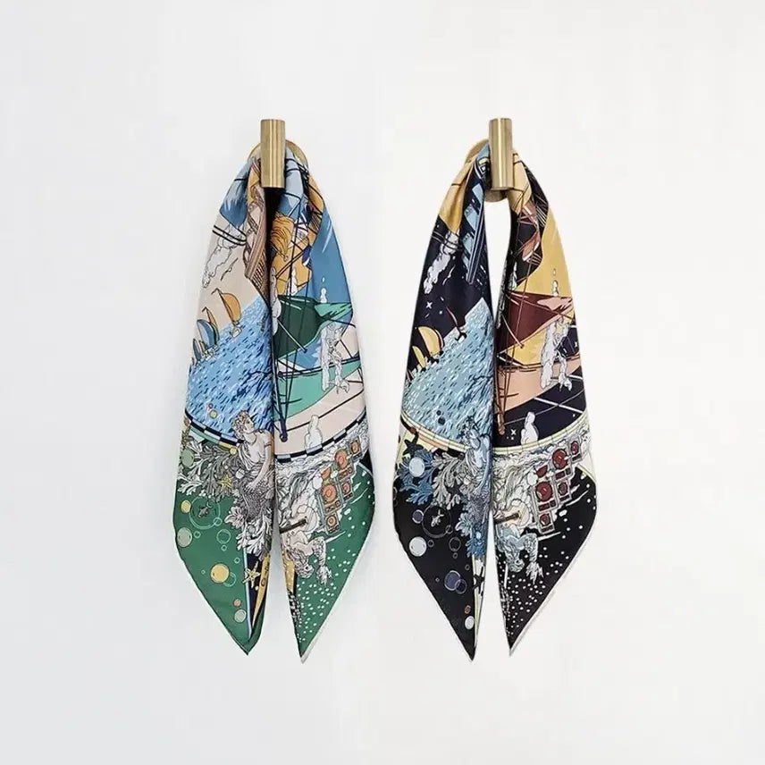 [BUNJANG] Green Square Faux Silk Scarf / 그린 정사각 인조실크 스카프