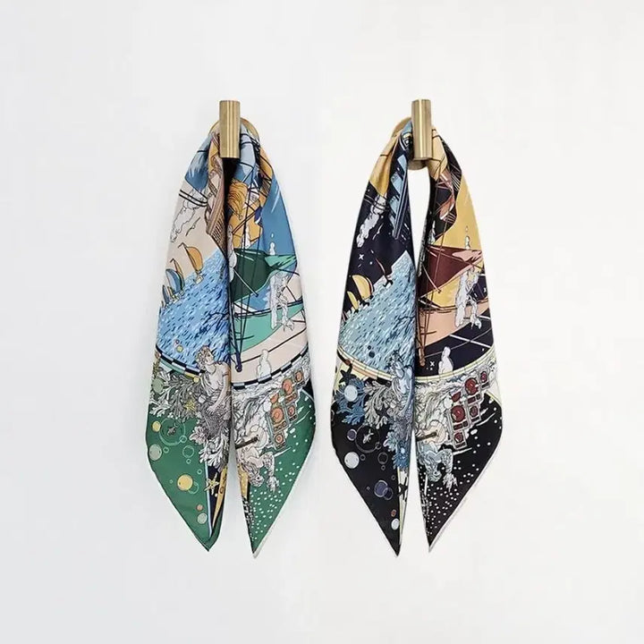 [BUNJANG] Green Square Faux Silk Scarf / 그린 정사각 인조실크 스카프